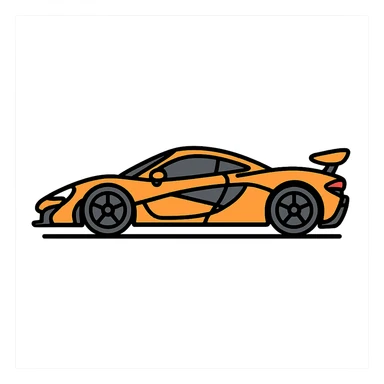 orange McLaren P1, detailed, side view, suitable for an icon or sticker sticker
