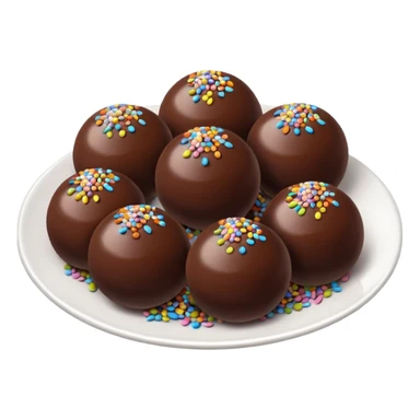 chocolate balls on plate with chocolate sprinkles sticker