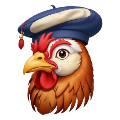 rooster with beret sticker