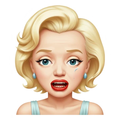 Marilyn Monroe with the closed mouth holding back teeth is crying ￼ sticker