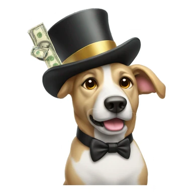 Rich dog with tophat and money  sticker