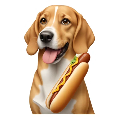 dog eating a hotdog  sticker