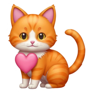 Gato naranja corazón rosa cuerpo entero kawaii sticker
