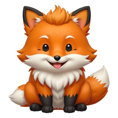 Floofy the Creampuff fox blackish away laughing, chubby. Black paws orange color sticker