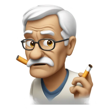 Grumpy old man with cigarette  sticker