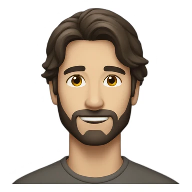 dark brown mid long hair beautiful white man without beard sticker