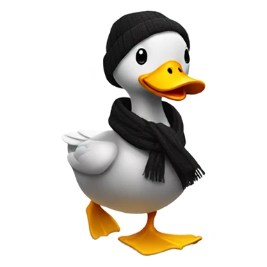 Happy duck that crossed the road and is black. Wearing a scarf sticker