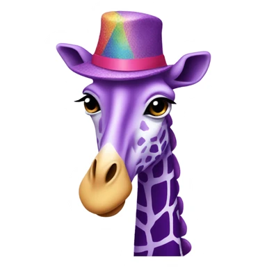 Purple giraffe wearing a hat sticker