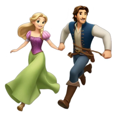 Rapunzel and Flynn Rider running sticker