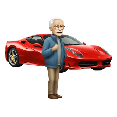 Old man with a ferrari sticker