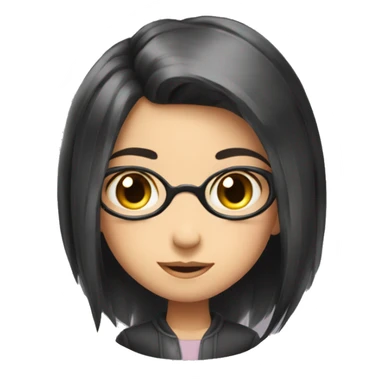 shy funny cure smart girl ling hair black with glass sticker