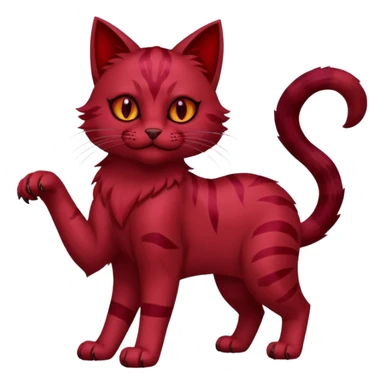 Sanguine crimson maroon burgundy carmine bloody blood-cat-Fakémon-creature (full body) sticker