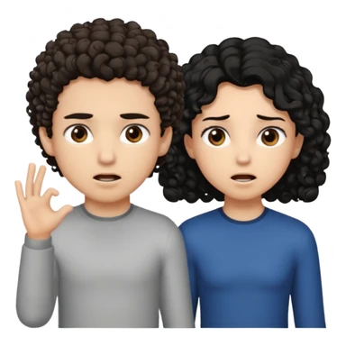 Un garçon cheveux boucle et yeux marron clair et une fille cheveux noir côte à côte se disputant sticker