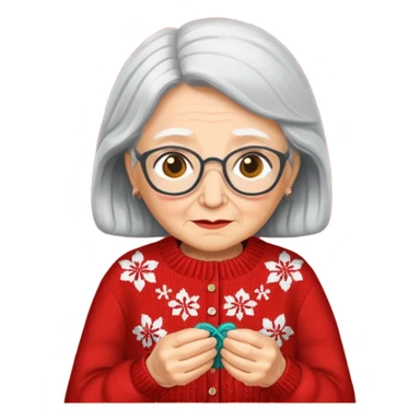 knitting grandma red sweater sticker