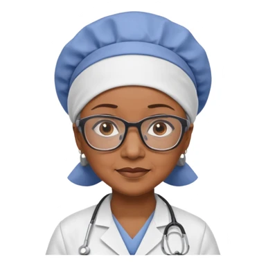 older black doctor woman with scrub cap not smiling sticker