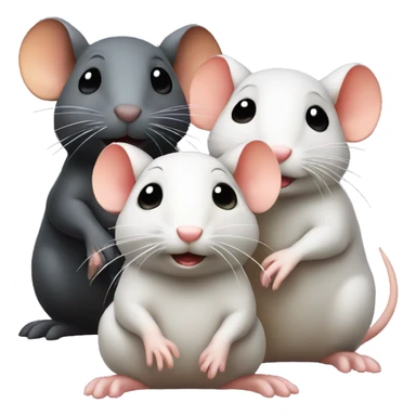 Three differently colored rats are sitting around and whispering sticker