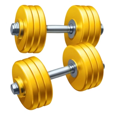 Generate a high-quality emoji of a yellow dumbbell, realistic color and shading, smooth gradient colors, no facial features, no brand markings, simple white background, high-resolution.
 sticker
