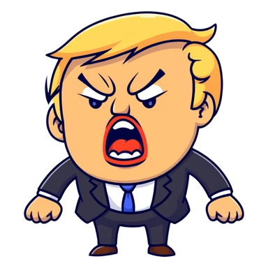 Donald Trump angry, yelling sticker