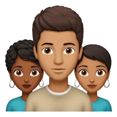  middle Eastern man with short brown hairwith two black african women both are African one is medium tone light tone skin black and one is medium tone black with african hair styles sticker