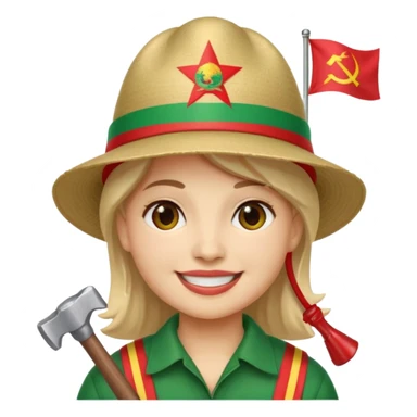 A smiling face emoji with the flag of Transnistria, a horizontal tricolor of red, green, and red stripes with a hammer and sickle in the upper left corner. sticker