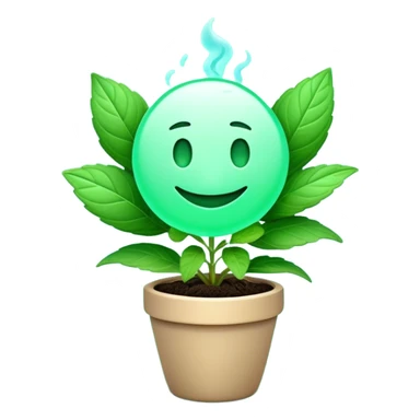 Cinematic Realistic Mint Emoji, Fresh and lively, with deep green leaves covered in tiny veins, emanating a cool, refreshing aroma. The plant’s soft, rounded edges sway gently in the breeze, inviting calm and relaxation. Soft glowing outline, capturing the essence of freshness and cooling fragrance in a fragrant mint plant! sticker