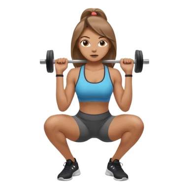 Beautiful woman with light brown shoulder length hair popping a squat without any weights sticker