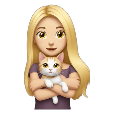 Blonde girl with tricolor cat sticker