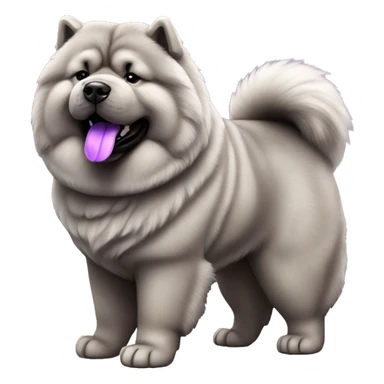 Full body gray Chow chow with purple tongue, photorealistic 4k sticker