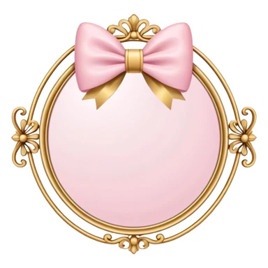 Pastel pink mirror with gold bow  sticker