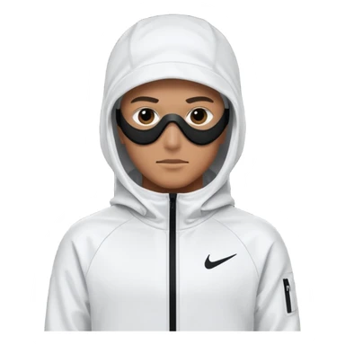 White person wearing a Nike Tex with hood and ski mask all balck sticker