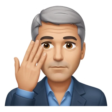 George clooney covering his eyes with his hand sticker