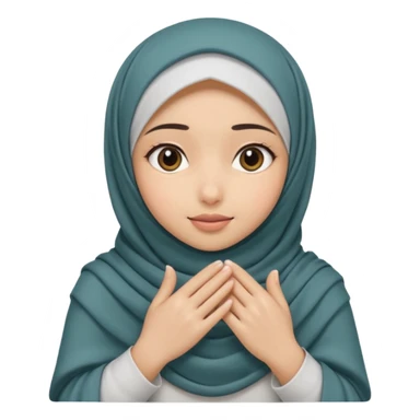 Hijabi girl sitting.     head covered
hands pulling the fabric in
shy-but-dramatic energy
“no cameras pls” but in a cute way
soft + mysterious vibe sticker