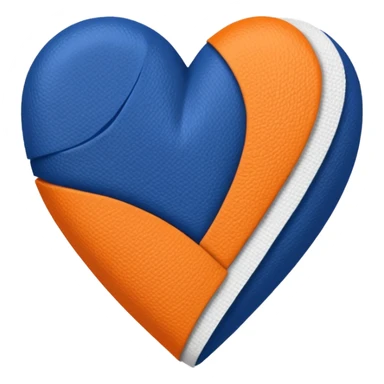 Half dark blue half orange heart split vertically, a white gauze bandage wrapped around it sticker