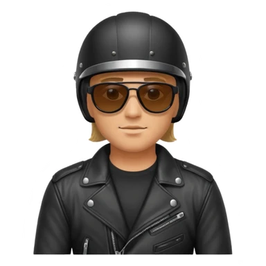 Biker in black helmet and leather jacket sticker