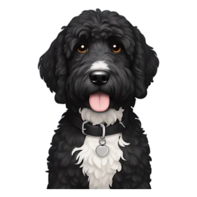 all-black-laberdoodle-dog-with-white-patch-on-chest sticker