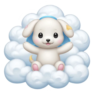 Cinnamon roll from sanrio dancing in the clouds sticker