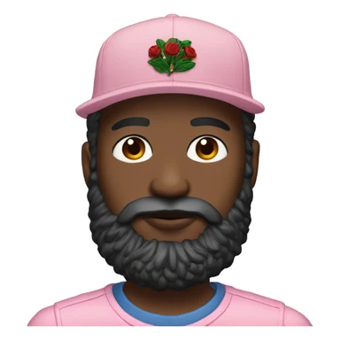 man with beard and gucci blossom cap sticker
