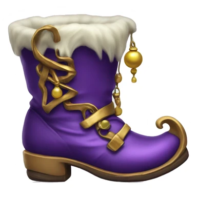 Realistic isolated royal purple elf boots with bells. sticker