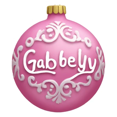 pink ornament with the name gabby on it in cursive sticker