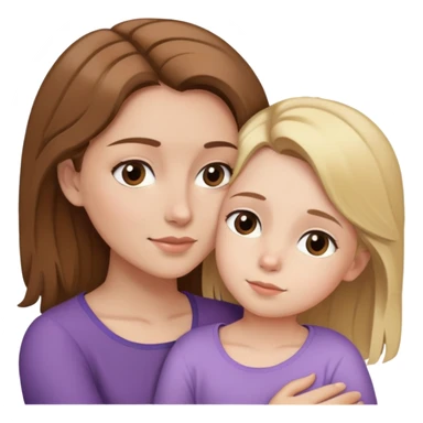 Brown hair mum cuddling blonde hair young daughter sticker
