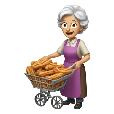 Tan old lady with a cart selling churros sticker