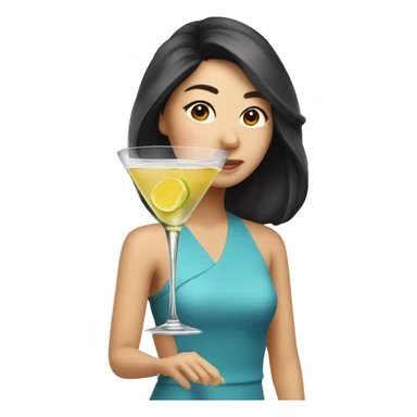 Pretty Asian cool drinking martini sticker