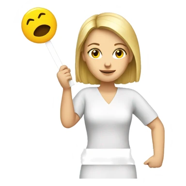 White woman holding sign for 4 B movement sticker