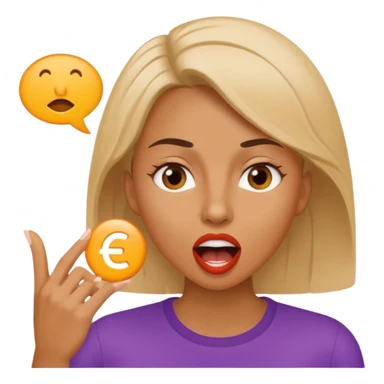 a woman is talking and English letters are coming out of her mouth sticker