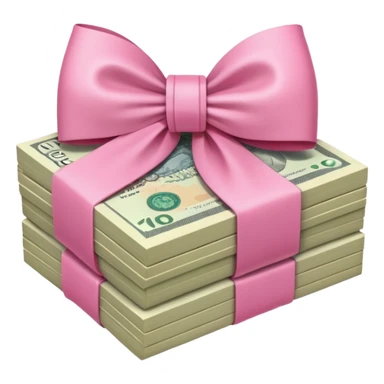 Australian $100 notes stacked together and wrapped in a girly pink bow sticker