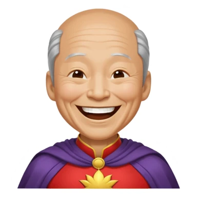 old Chinese superhero laughing with closed eyes sticker