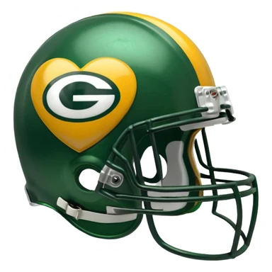 Green Bay packers helmet with a heart near it sticker