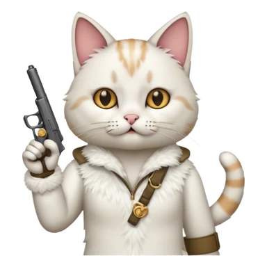 Make a cat holding up the middle finger with a gun sticker