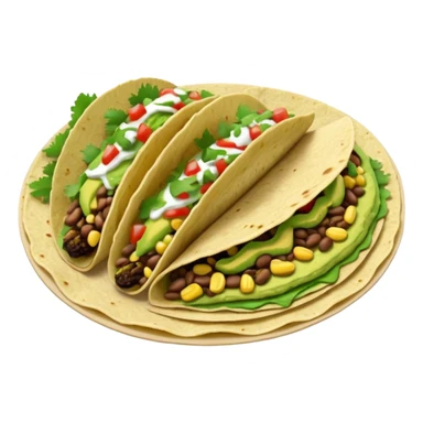 Mexican tacos filled with nopales, beans, and avocado, in soft corn tortillas sticker