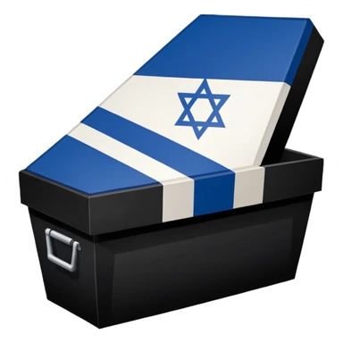 Israel flag star turning inwards to look like trash then a coffin till it says the end in all blue background  sticker